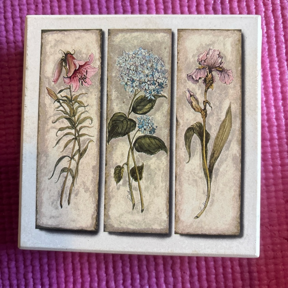 CoasterStone Absorbent Floral Flowers Garden Judy Buswell Art Coasters Set of 3